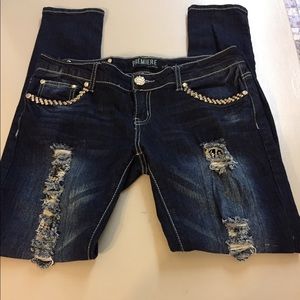 Rue 21 Premiere Studded Distressed Skinny Jeans 6